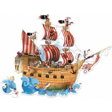 Puzzle géant Djeco 36 pièces - Le bateau de pirates