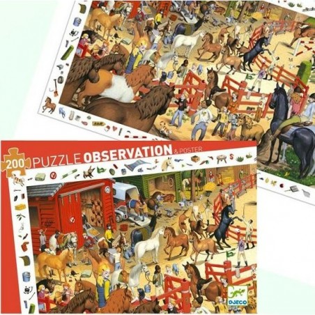 Puzzle Djeco 200 pièces - Equitation, le centre équestre