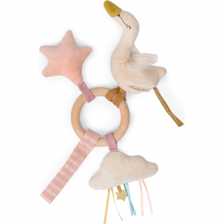 Hochet anneau bois Cygne - Moulin Roty