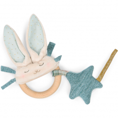 Hochet anneau bois Lapin bleu - La petite école de danse - Moulin Roty 2