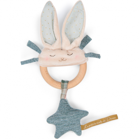 Hochet anneau bois Lapin bleu - La petite école de danse - Moulin Roty