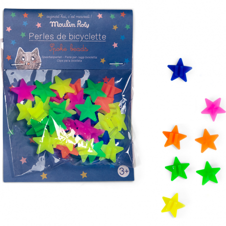 Perles étoiles pour rayons de vélo - Aujourd'hui c'est mercredi - Moulin Roty