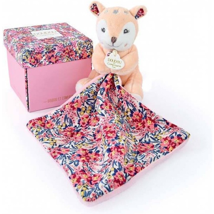 Doudou Et Compagnie Doudou Faon beige avec mouchoir Boh'Aime