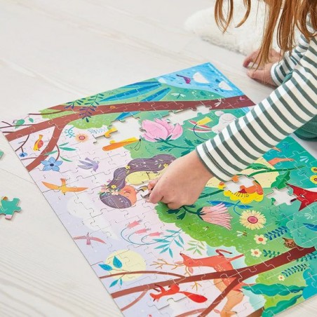 Puzzle nature et animaux 200 pièces, avec modèle, enfant 7 ans - Janod
