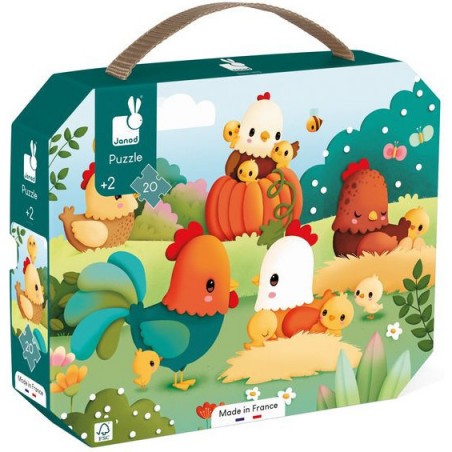 Puzzle animaux de la ferme, 20 pièces, pour enfant 2 ans - Janod