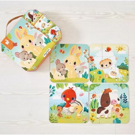 Puzzle animaux de la ferme, 6 à 16 pièces pour enfant 2 ans - Janod