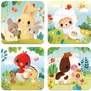Puzzle animaux de la ferme, 6 à 16 pièces pour enfant 2 ans - Janod