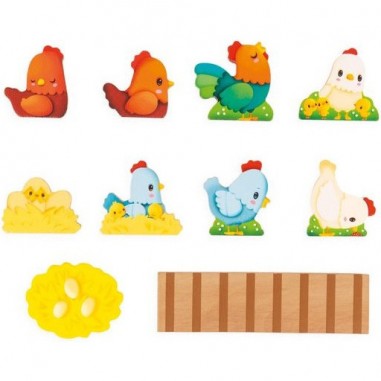 Jeu ferme et animaux en bois pour bébé 18 mois, poulailler - Janod