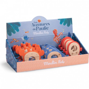 Assortiment 12 anneaux dentition bois et silicone Les aventures de Paulie - Moulin Roty