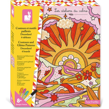 Contours Et Motifs Pailletés Dreamland : Peinture par numéro & coloriage - Janod
