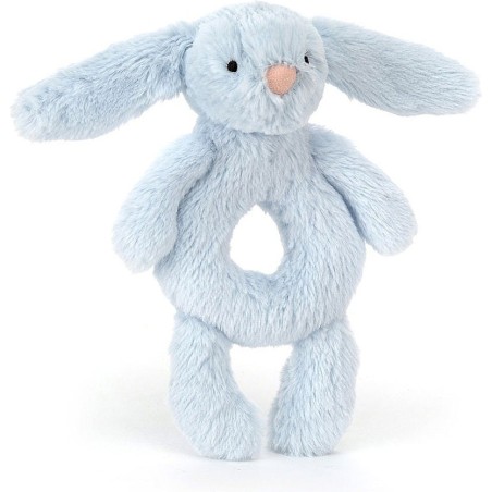 Jellycat Peluche Hochet anneau lapin bleu timide - Bashful Blue Bunny Ring Rattle