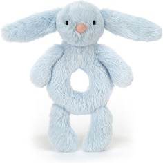 Jellycat Peluche Hochet anneau lapin bleu timide - Bashful Blue Bunny Ring Rattle 2