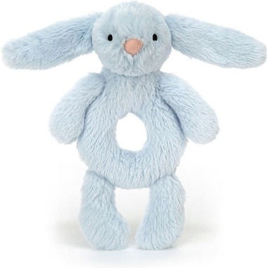 Jellycat Peluche Hochet anneau lapin bleu timide - Bashful Blue Bunny Ring Rattle