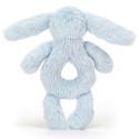 Peluche Hochet anneau lapin bleu timide - Bashful Blue Bunny Ring Rattle - Jellycat