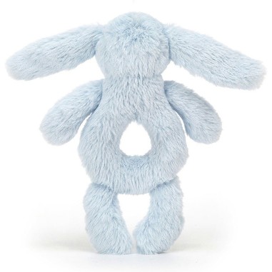 Jellycat Peluche Hochet anneau lapin bleu timide - Bashful Blue Bunny Ring Rattle