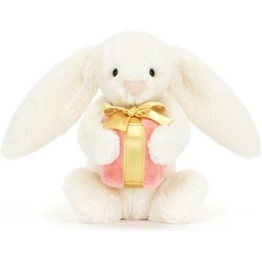 Jellycat Peluche Lapin avec son cadeau - Bashful bunny with present 18cm