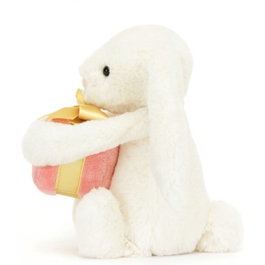 Jellycat Peluche Lapin avec son cadeau - Bashful bunny with present 18cm
