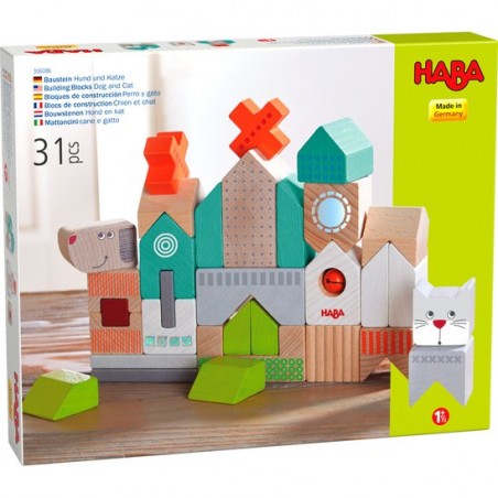 Jeu de construction en bois Haba - Chien et Chat