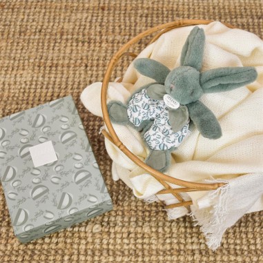 Doudou lapin vert : Doudou plat 18 cm - Doudou Et Compagnie