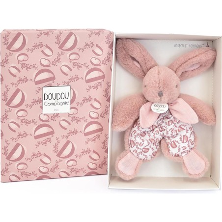 Doudou lapin rose avec foulard : le compagnon idéal des petits câlins - Doudou Et Compagnie
