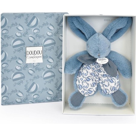 Doudou lapin bleu : Doudou plat 18 cm - Doudou Et Compagnie