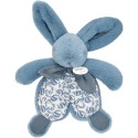 Doudou lapin bleu- Doudou plat - 18 cm - Doudou Et Compagnie