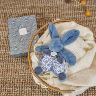 Doudou lapin bleu : Doudou plat 18 cm - Doudou Et Compagnie