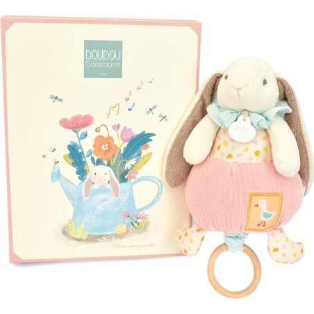 Boîte à musique rose 20 cm - Lapin Ciboulette - Cadeau naissance - Doudou Et Compagnie