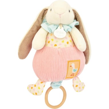Boîte à musique rose 20 cm - Lapin Ciboulette - Cadeau naissance - Doudou Et Compagnie