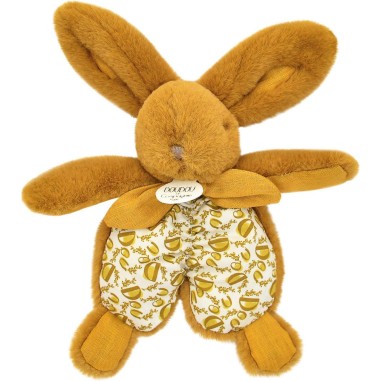 Doudou lapin jaune moutarde : Doudou plat 18 cm - Doudou Et Compagnie
