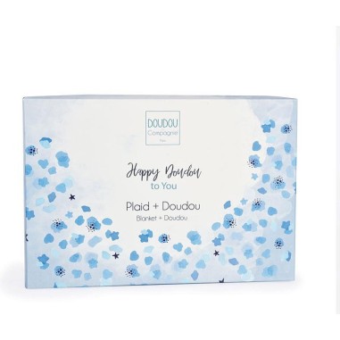 Plaid & Doudou - Happy Glossy - plaid gris bleu - taille 100x70 cm - Doudou et Compagnie