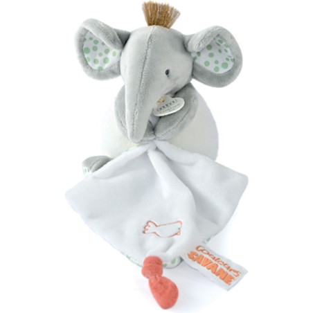 Peluche éléphant doudou mouchoir 15 cm - Doudou et Compagnie