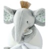 Peluche éléphant avec doudou mouchoir Gris - 15 cm - Doudou et Compagnie