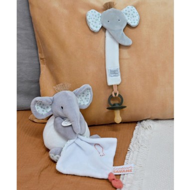 Peluche éléphant doudou mouchoir 15 cm - Doudou et Compagnie