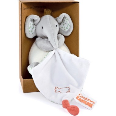 Peluche éléphant doudou mouchoir 15 cm - Doudou et Compagnie