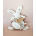 Coffret Doudou plat Lapin beige Blanc - Happy Wild - 25 cm - Doudou Et Compagnie