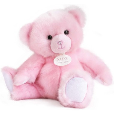 Ours en peluche rose sorbet - 30 cm - Doudou Et Compagnie