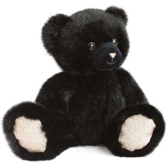 Ours en peluche noir smocky - 37 cm - Doudou Et Compagnie