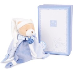 Doudou attache sucette ours Petit chou - Bleu - 17 cm - Doudou Et Compagnie