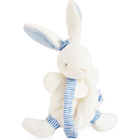 Lapin matelot - doudou avec attache-sucette - taille 15 cm - Doudou Et Compagnie