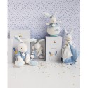 Mini doudou attache sucette lapin matelot bleu Blanc - 15 cm - Doudou Et Compagnie