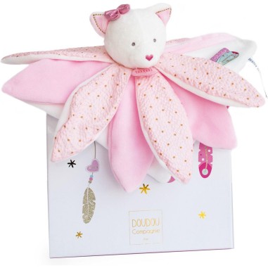 Ours Doudou pétales Chat rose- Attrape-rêves - 26 cm - Doudou Et Compagnie