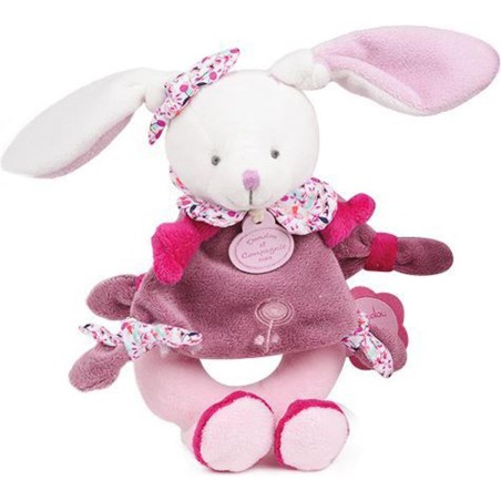 Peluche hochet Lapin Cerise - Doudou Et Compagnie