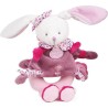 Hochet et pouet Peluche hochet Cerise le lapin rose - 19 cm - Doudou Et Compagnie