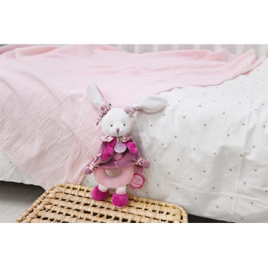 Peluche hochet Lapin Cerise - Doudou Et Compagnie