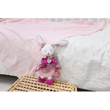 Peluche hochet Lapin Cerise - Doudou Et Compagnie