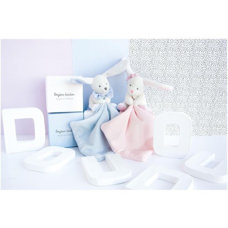 Doudou mouchoir lapin rose - Doudou Et Compagnie