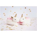 Chaussons Chaussettes Blanc bébé Licorne avec hochet - 0/6 mois - Doudou Et Compagnie