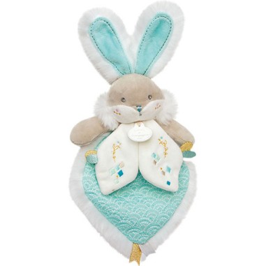 Doudou plat lapin de sucre vert - 24 cm - Doudou Et Compagnie