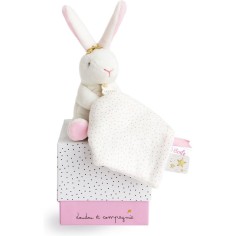 Doudou lapin mouchoir rose lapin étoile - 10 cm - Doudou Et Compagnie